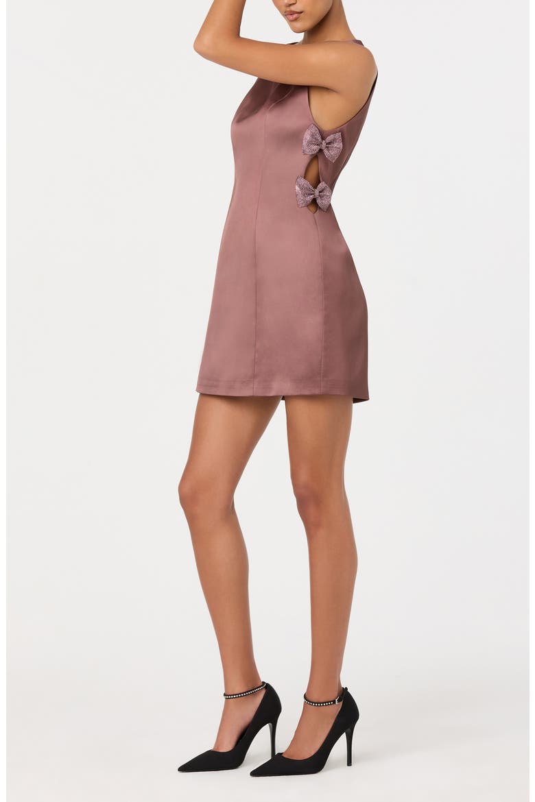 Kinsey Embellished Bow Satin Minidress, Alternate, color, MAUVE