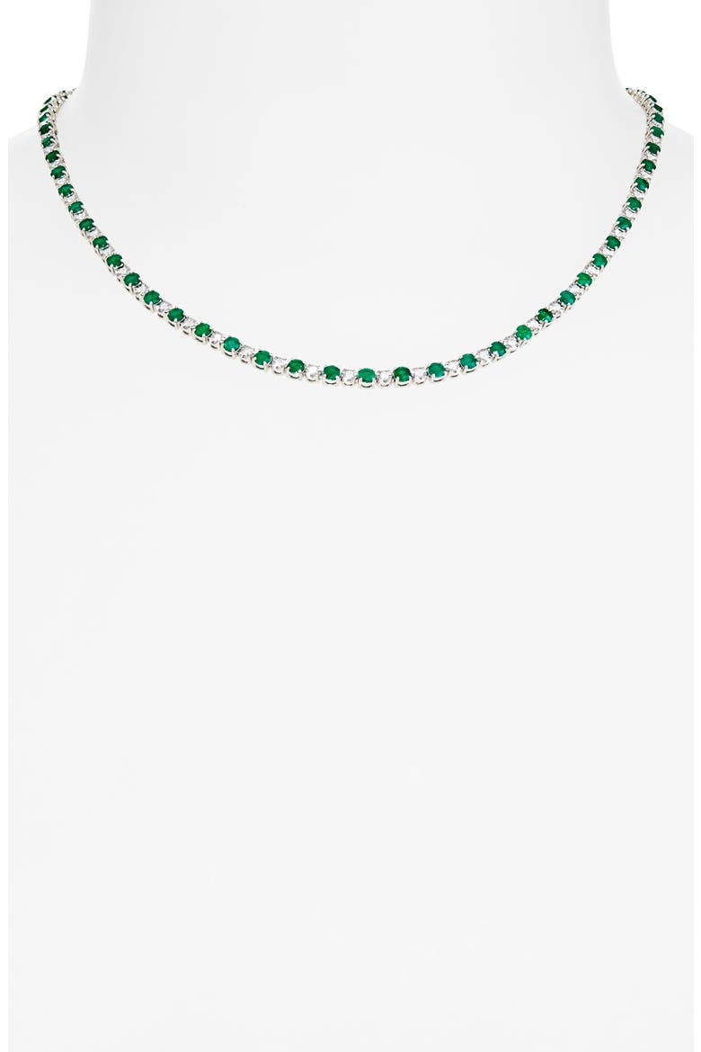 Emerald & Diamond Eternity Necklace, Alternate, color, WHITE GOLD/ EMERALD/ DIAMOND