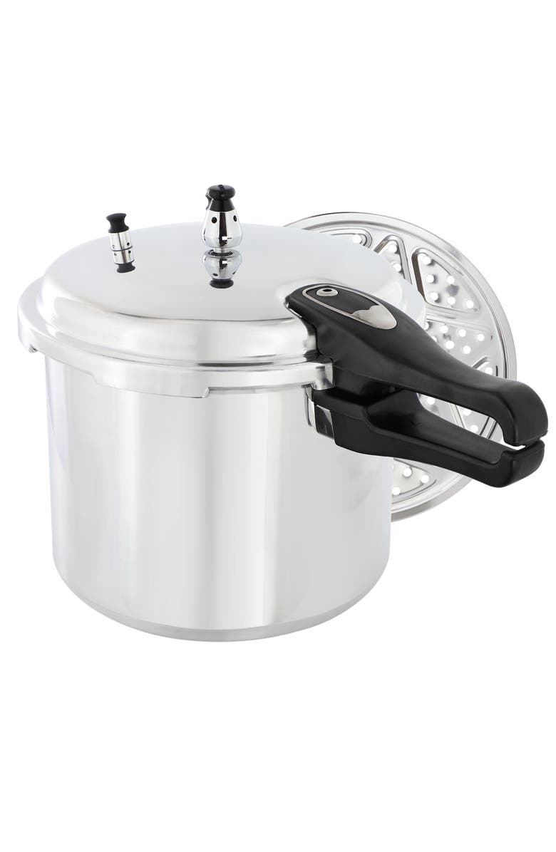 Megachef 9.5 Quart Induction and Stovetop Pressure Cooker with Steamer, Alternate, color, Silver