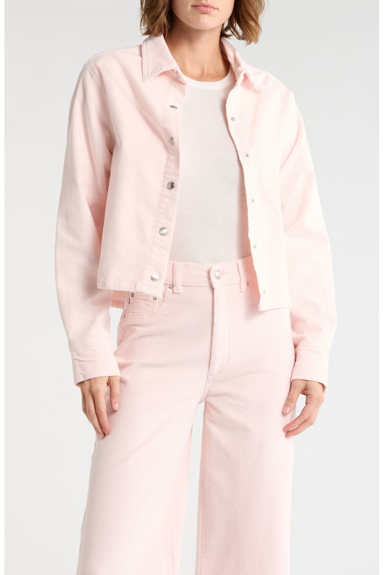 Montauk Corduroy Crop Button-Up Shirt, Main, color, POWDER PINK
