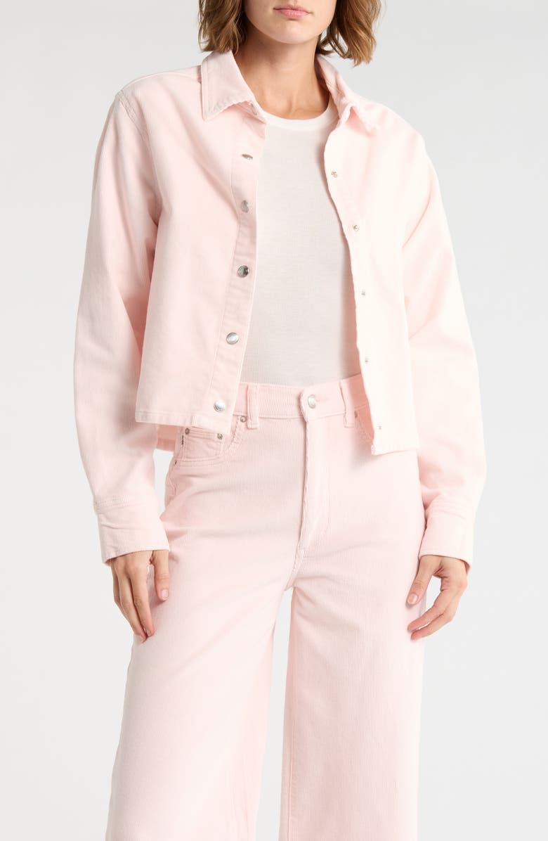 DL1961 Montauk Corduroy Crop Button-Up Shirt, Main, color, Powder Pink