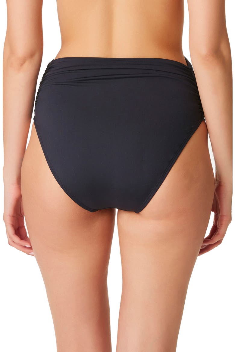 Kore Shirred High Waist Bikini Bottoms, Alternate, color, BLACK