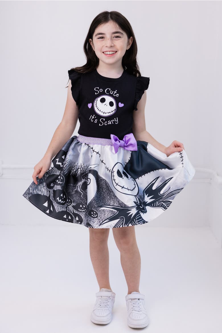 Nightmare Before Christmas Jack Skellington 2-Piece Sleeveless Top and Skirt Set, Alternate, color, Black Jack and Zero