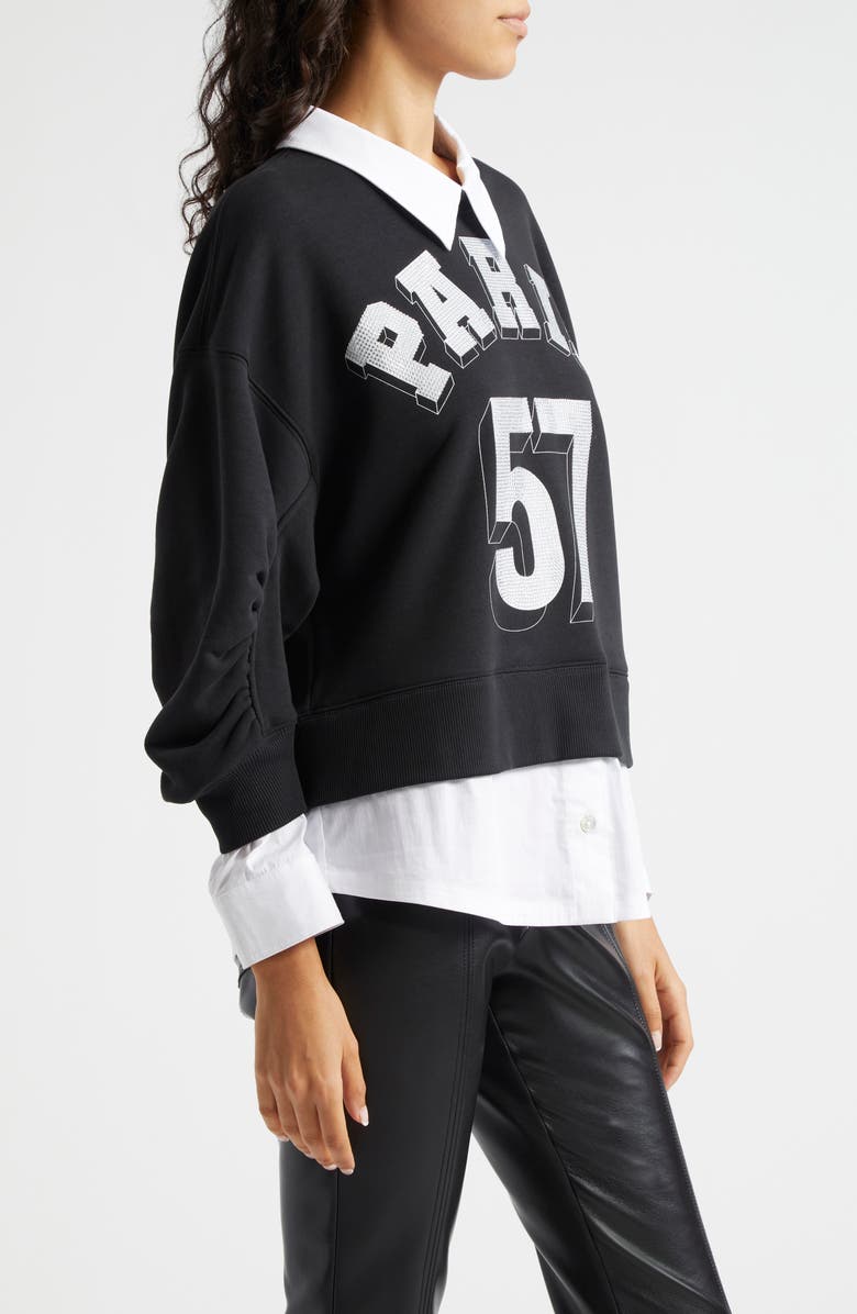 Cinq à Sept Paris 57 Beaded Layered Cotton Blend Graphic Sweatshirt, Alternate, color, 