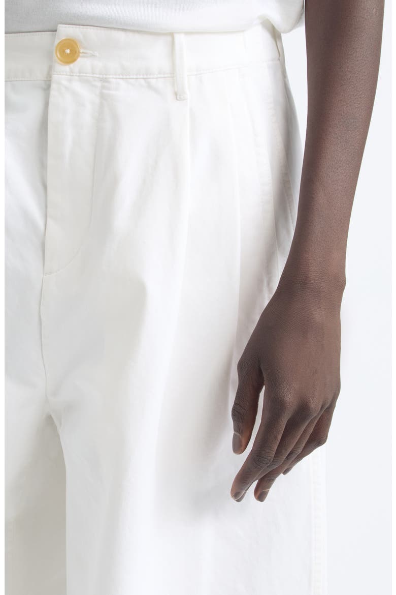 Pleated Cotton Drill Wide Leg Pants, Alternate, color, OPTIC WHITE