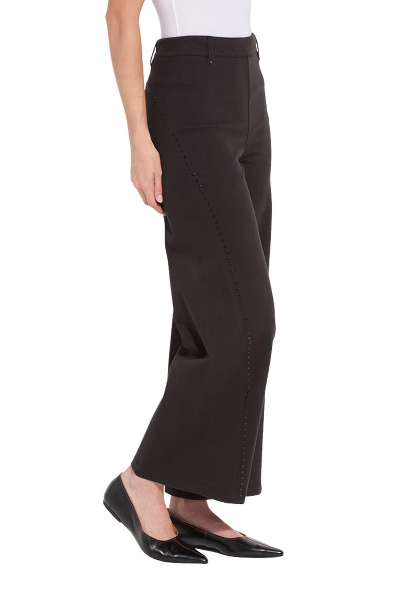 Erin Studded High Waist Wide Leg Jeans, Alternate, color, BLACK