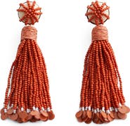 MANGO Beaded Tassel Drop Earrings