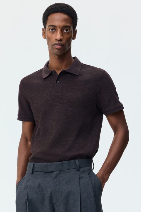 Slim Fit Jacquard-knit Polo Shirt