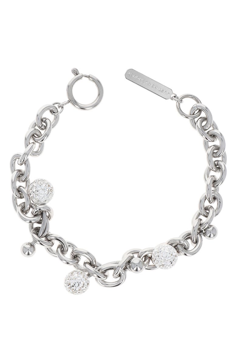 Justine Clenquet Bless Crystal Bracelet, Main, color, Palladium