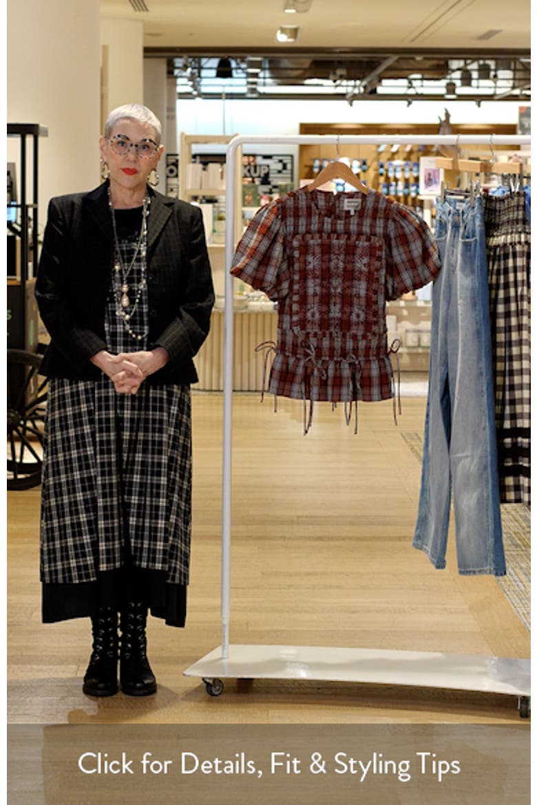 Audrey Plaid Smocked Puff Sleeve Organic Cotton Top video