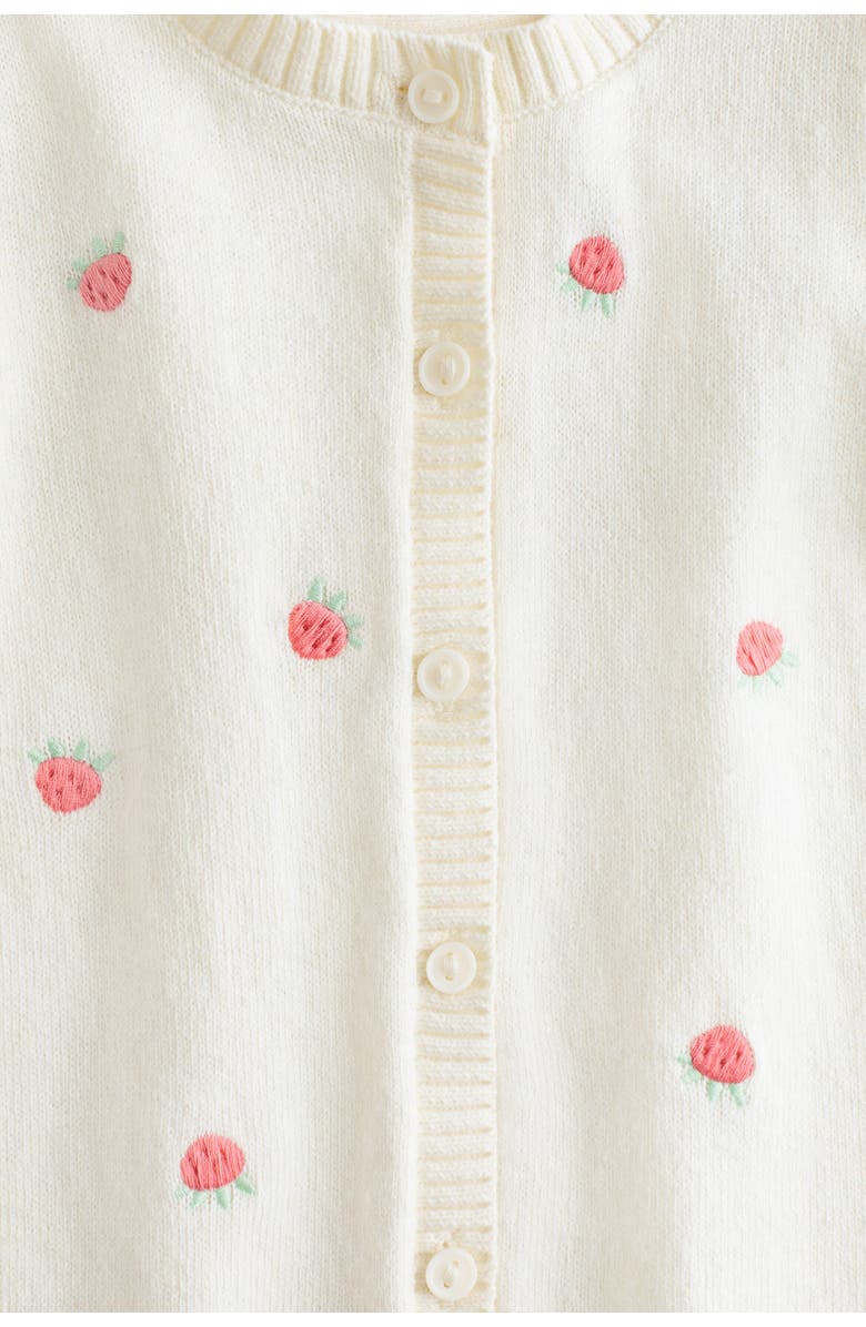 H&M Cotton-knit Romper Suit, Alternate, color, Cream/Strawberries