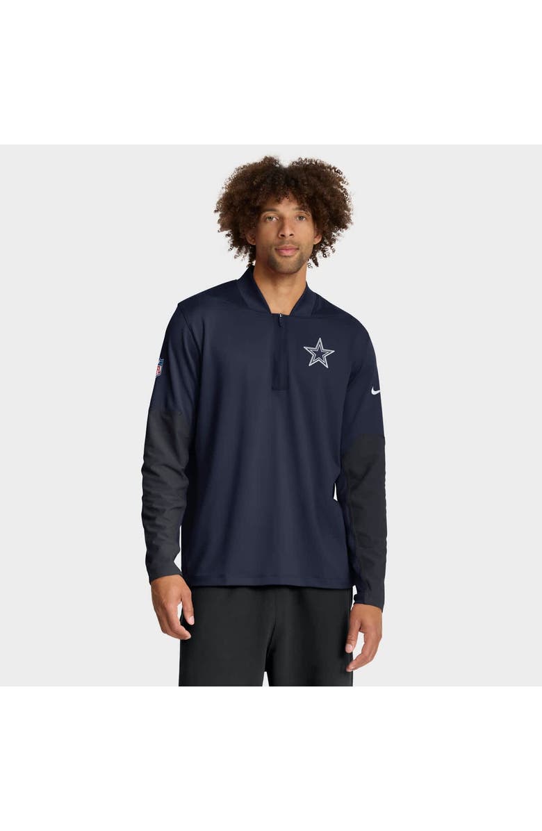 Nike Men's Nike Navy Dallas Cowboys Sideline Dri-FIT Half-Zip Pullover, Main, color, Navy