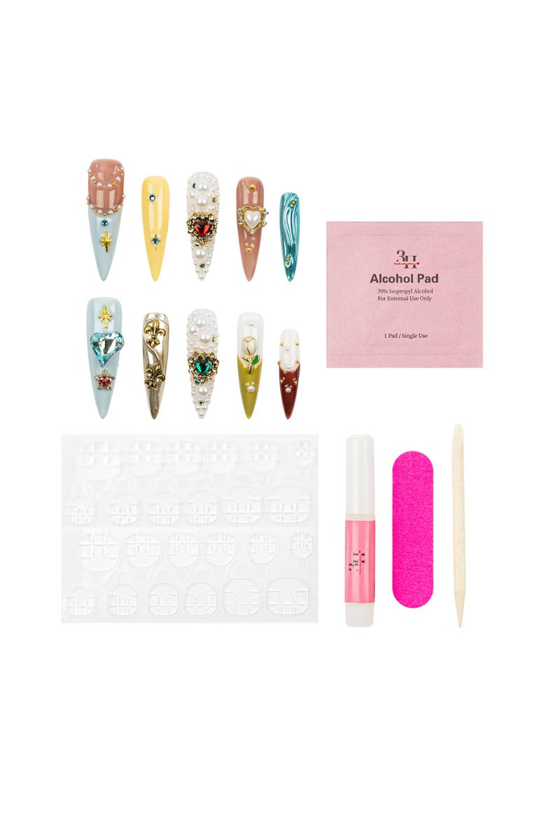 Majestic Fantasy Luxury Handmade Press On Nails, Alternate, color, Multicolor