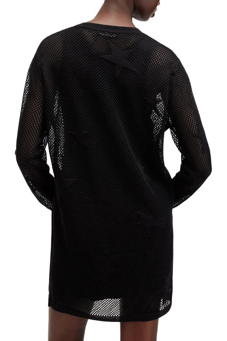 Seraph Star Long Sleeve Mesh Minidress, Alternate, color, BLACK