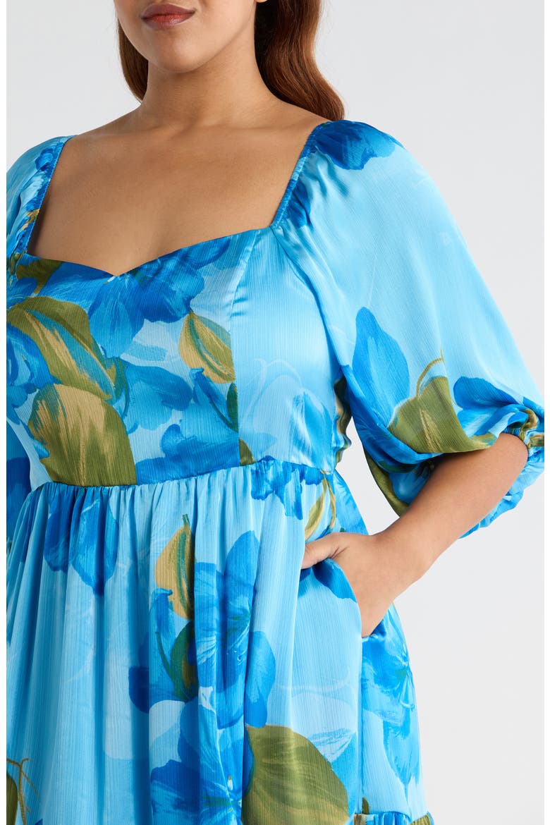 Neiva Floral Evy Sweetheart Minidress, Alternate, color, BLUE-GREEN