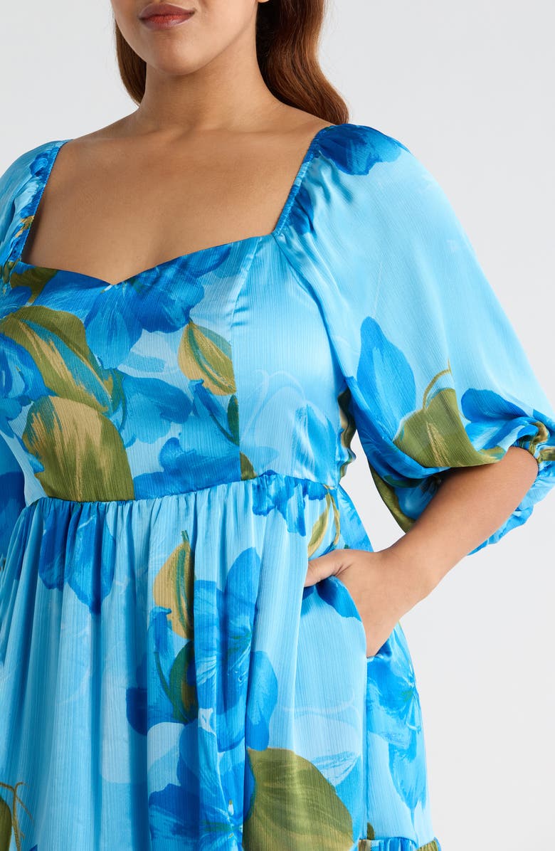 SUGARLIPS Neiva Floral Evy Sweetheart Minidress, Alternate, color, Blue-Green