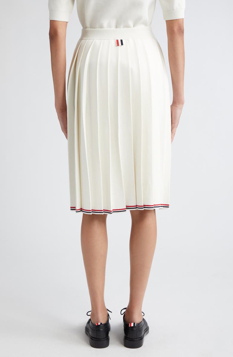 Thom Browne Pleat Back Cotton Sweater Skirt, Alternate, color, White