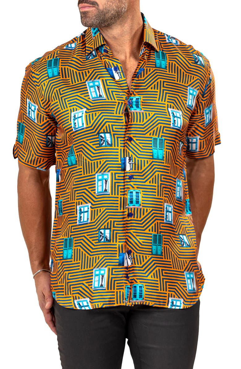 Maceoo Galileo Marthy Short Sleeve Button-Up Shirt, Alternate, color,