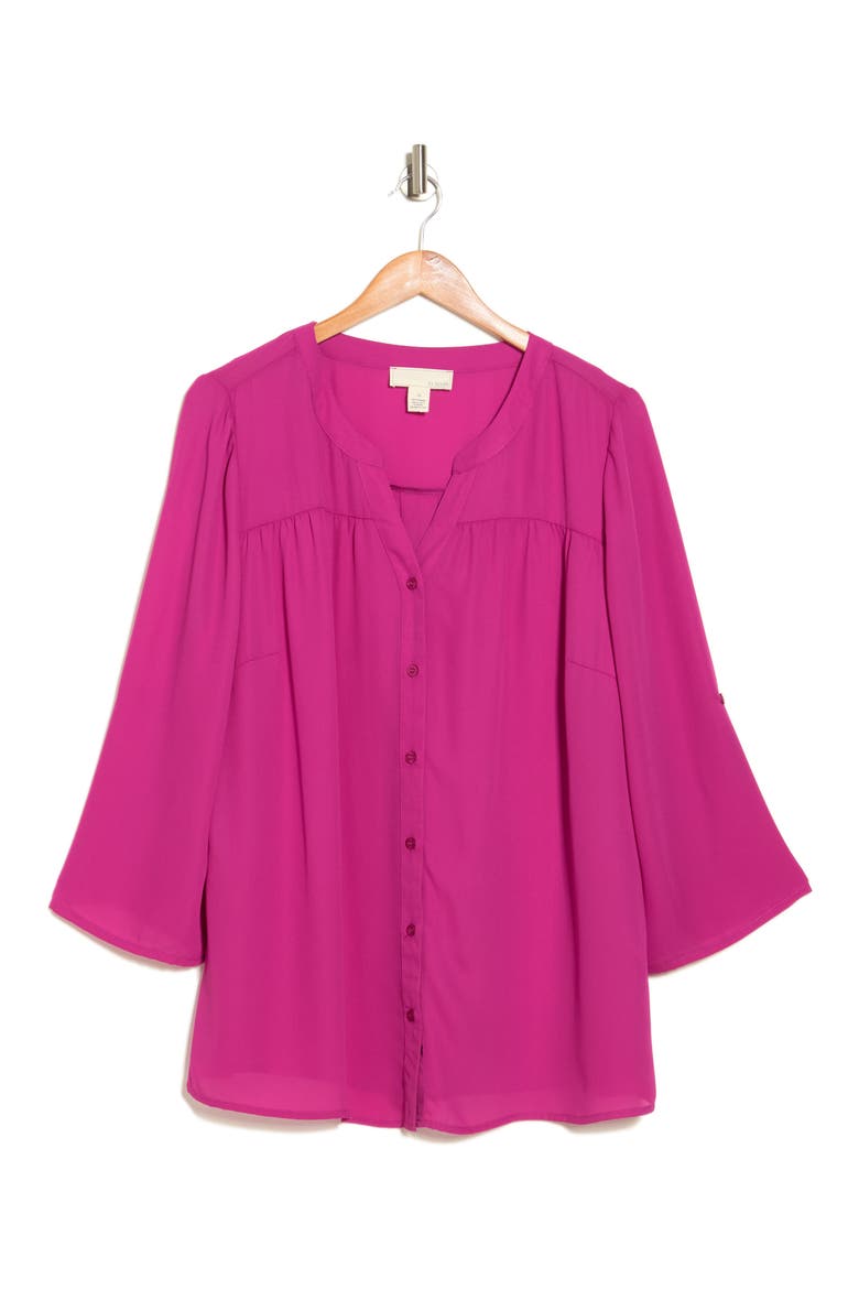 Lorelai 3/4 Sleeve Blouse, Alternate, color, FESTIVAL FUSCHIA