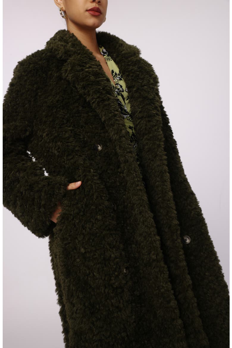 Melanie Faux Fur Coat, Alternate, color, OLIVE