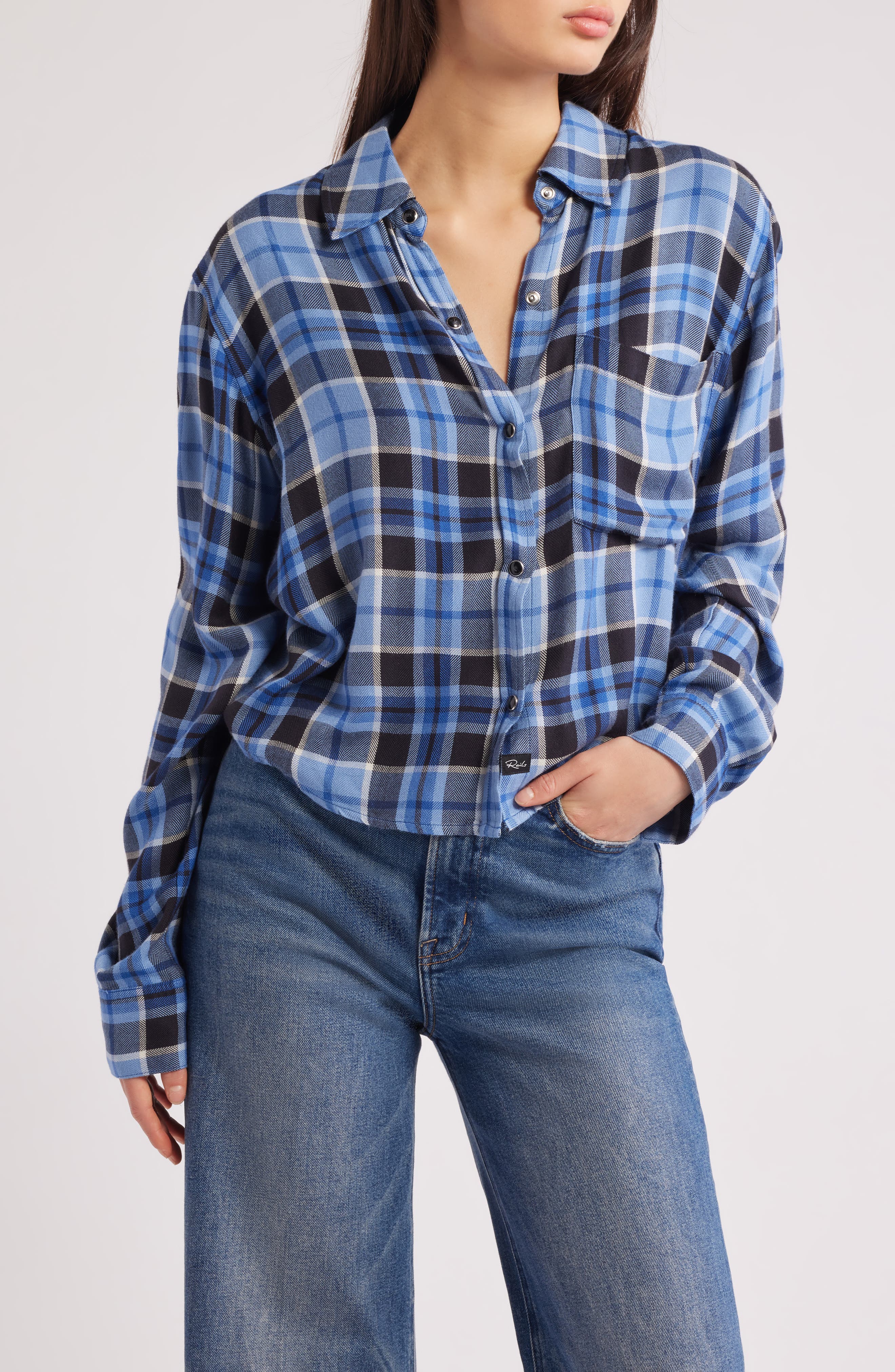 Malin Windowpane Plaid Snap-Up Shirt - image 3