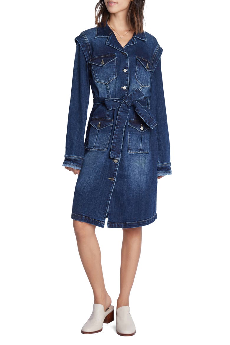 Road Trip Long Sleeve Denim Dress, Main, color, SOFT BLUE