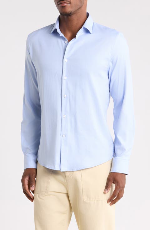 Solid Stretch Twill Button-Up Shirt