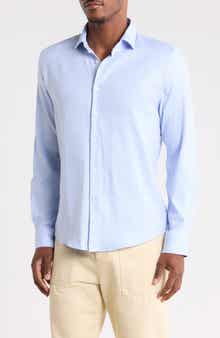 Solid Stretch Twill Button-Up Shirt