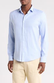 DENIM AND FLOWER Solid Stretch Twill Button-Up Shirt