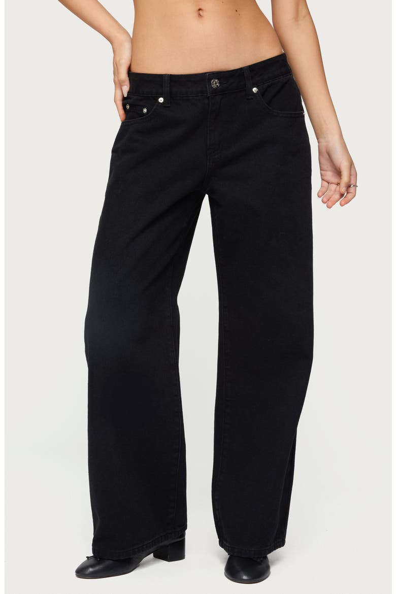 Daytime Low Rise Wide Leg Jeans, Main, color, BLACK