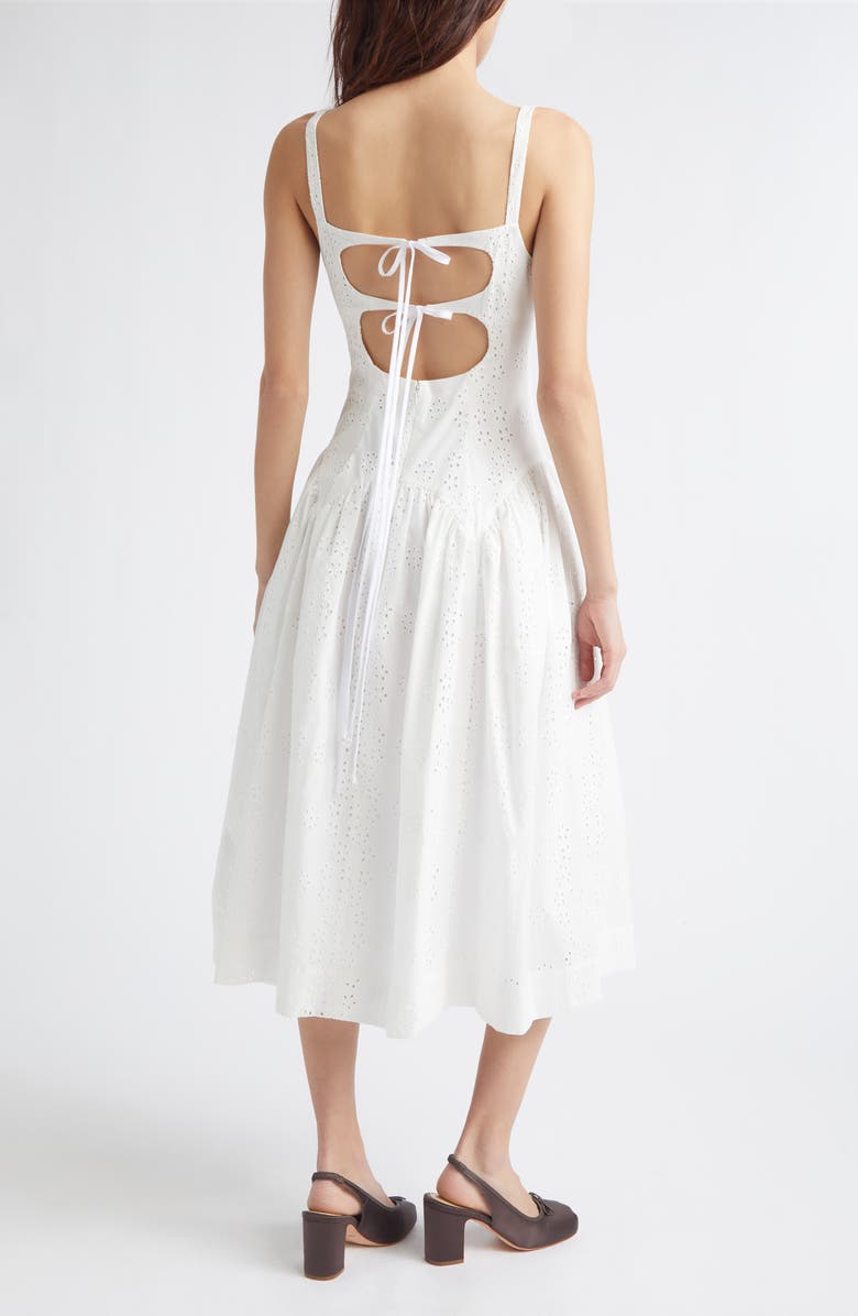 Sandy Liang Cricket Cotton Eyelet Midi Dress, Alternate, color, White