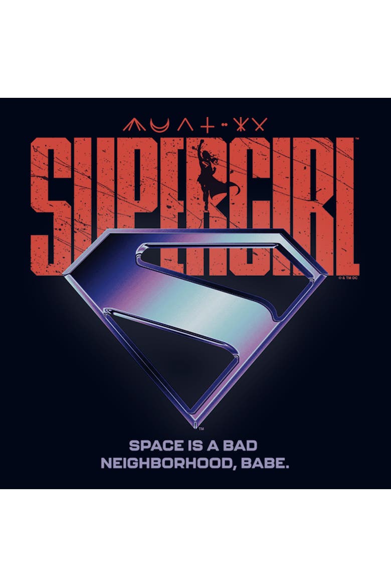 Girl's Supergirl Space Is Bad Logo  Graphic T-Shirt, Alternate, color, Navy Blue