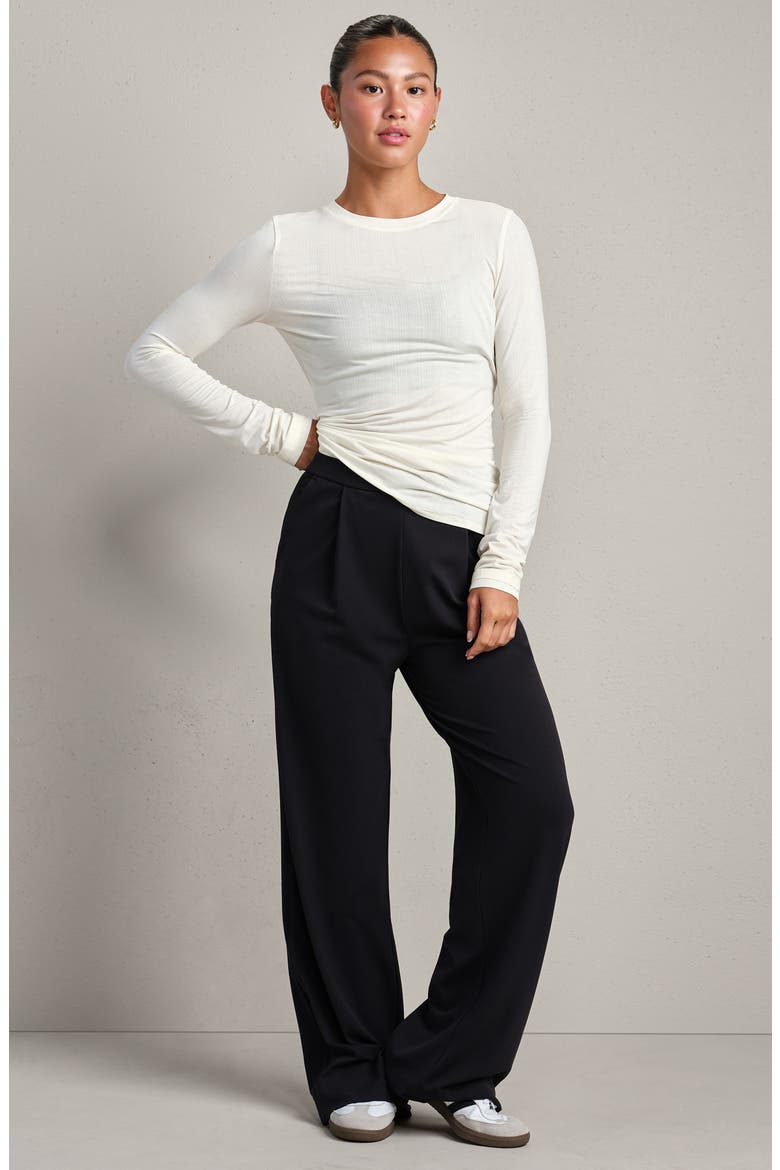 Featherweight Rib Long Sleeve T-Shirt, Alternate, color, IVORY