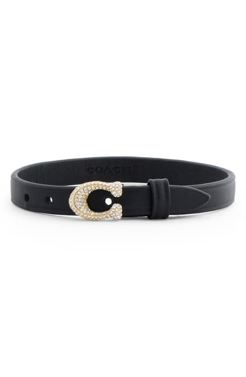 Pavé C Buckle Leather Bracelet