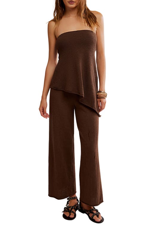 Free People Krista Tube Top & Crop Wide Leg Pants Set In Brown