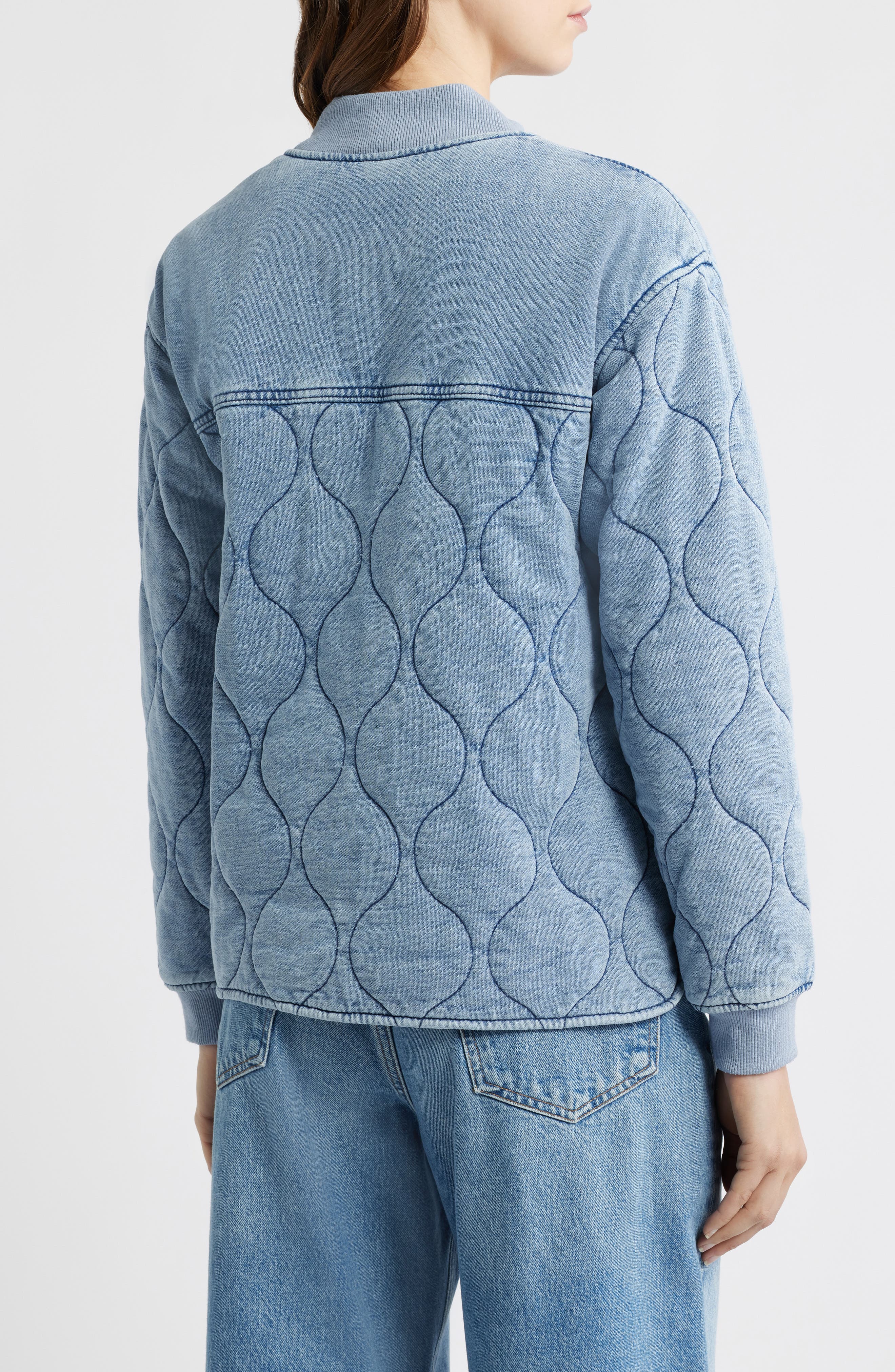 Quilted Denim Bomber Jacket - image 2