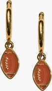 Nickel & Suede Football Huggie Earrings