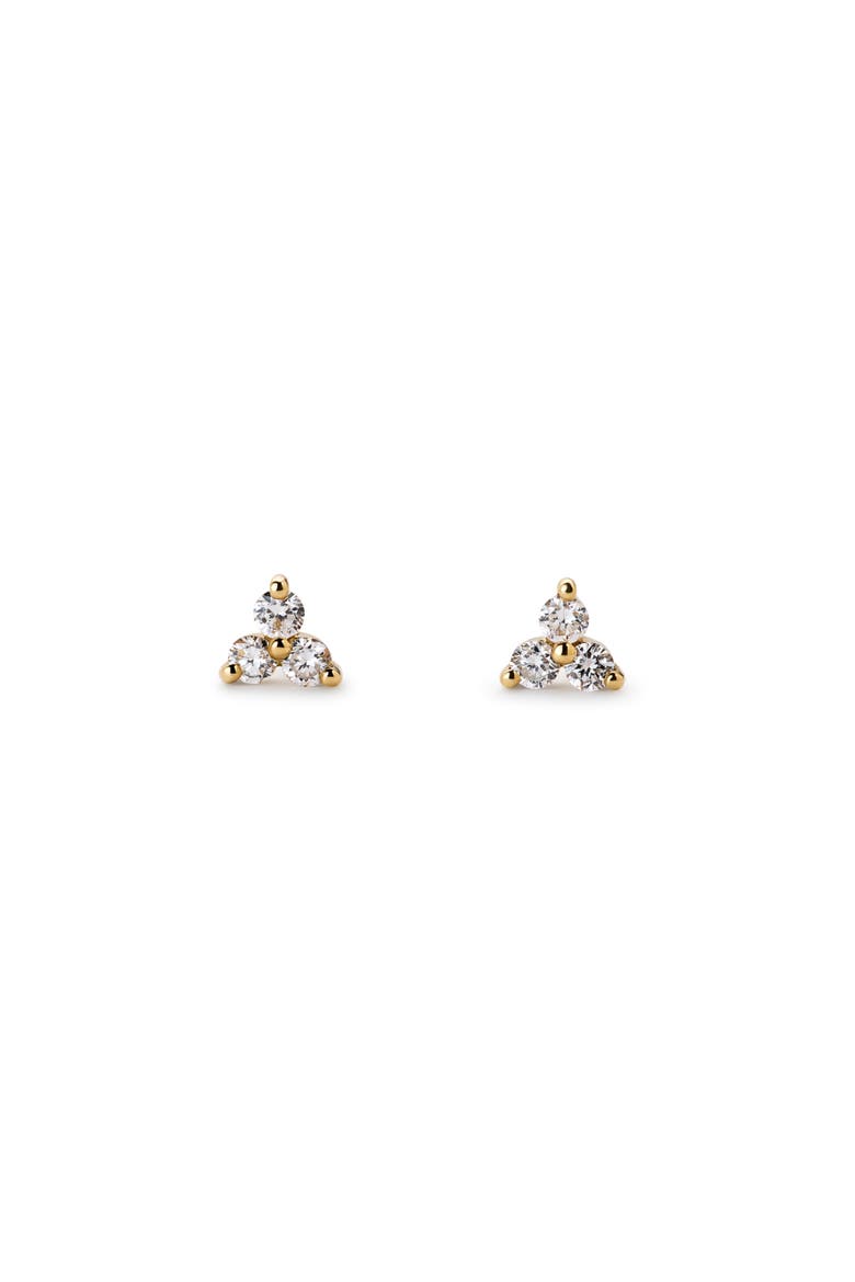 Gold Stud Earrings - Diamond Trefoil Studs, Main, color, Gold