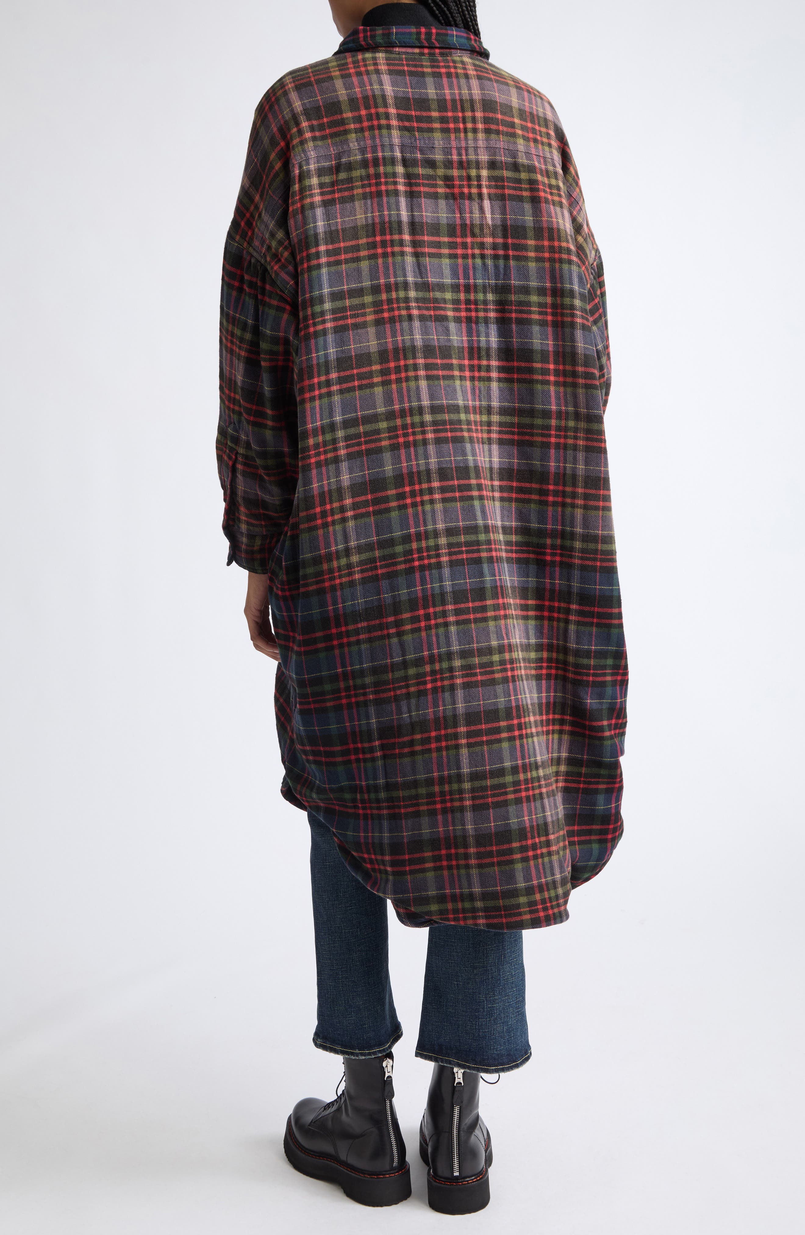 R13 Padded Jumbo Plaid Shirtdress (Women) | Nordstrom
