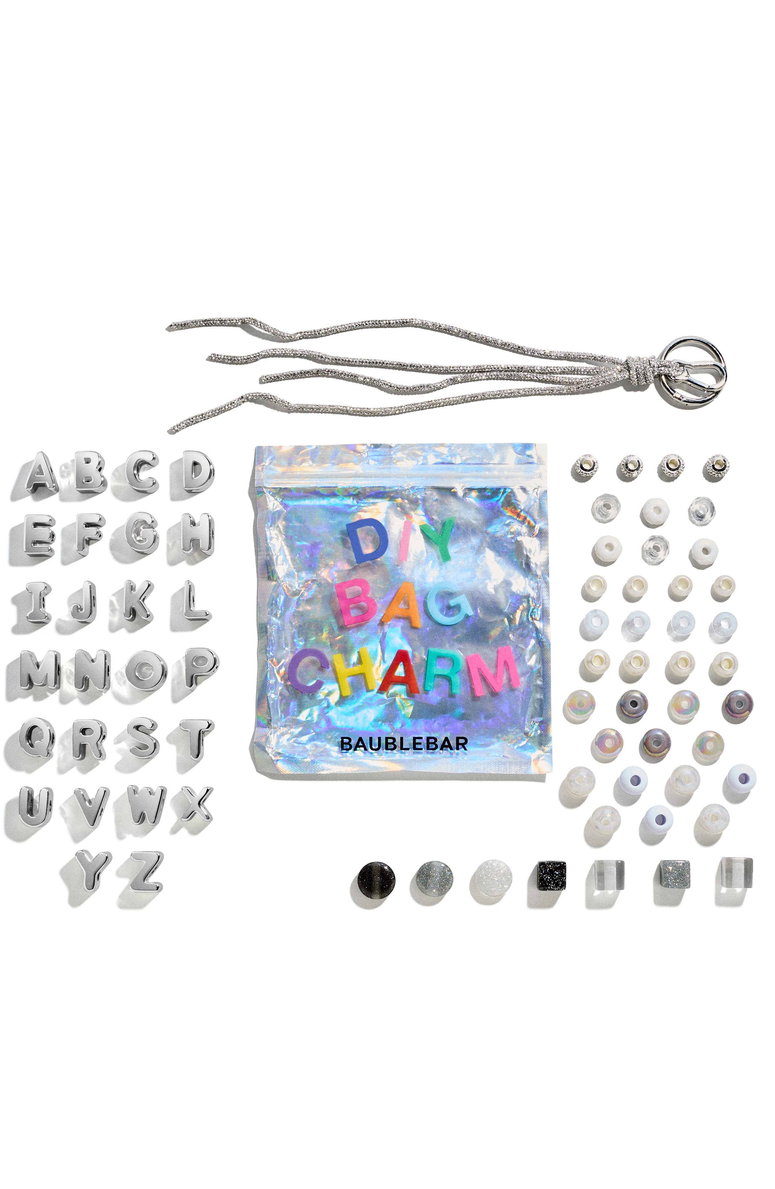 BaubleBar DIY Bag Charm Kit, Main, color, Silver