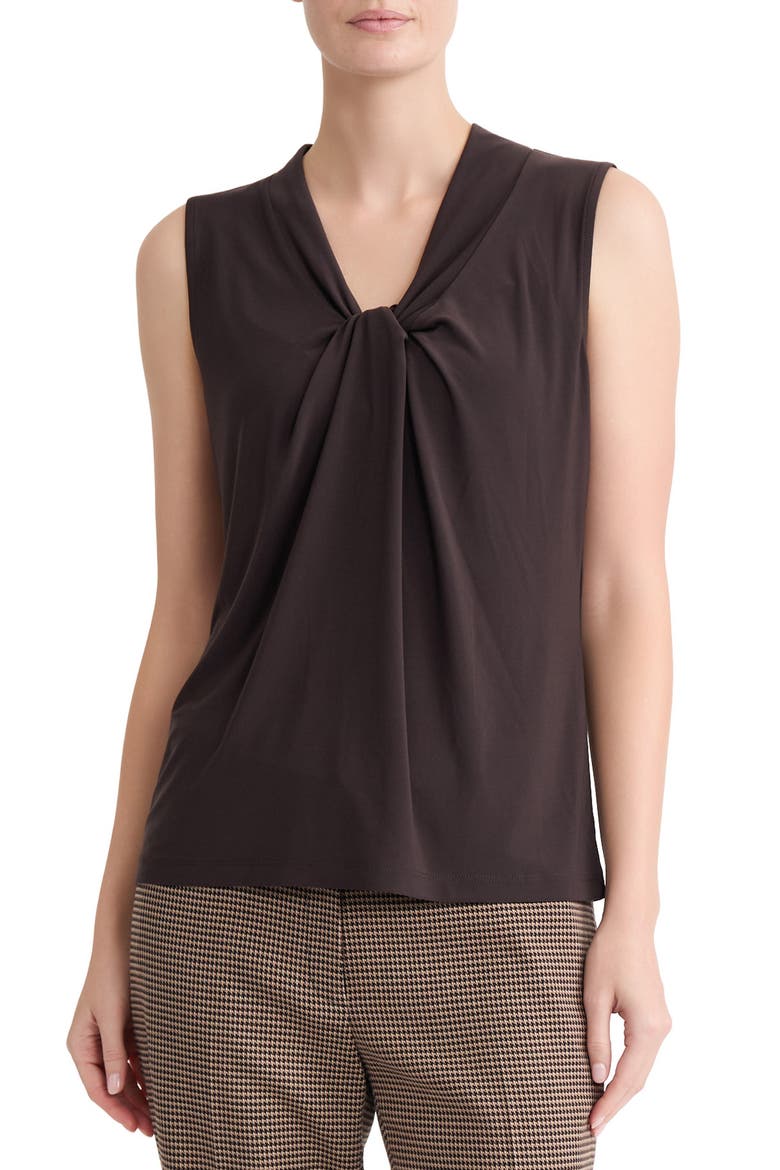 Knot Front Sleeveless Top, Main, color, RICH CHOCOLATE