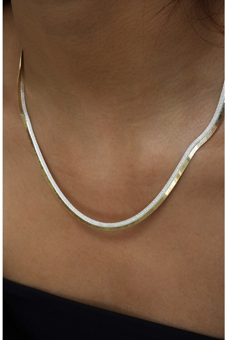 Two-Tone Flat Snake Chain Necklace, Alternate, color, GOLD/ SILVER