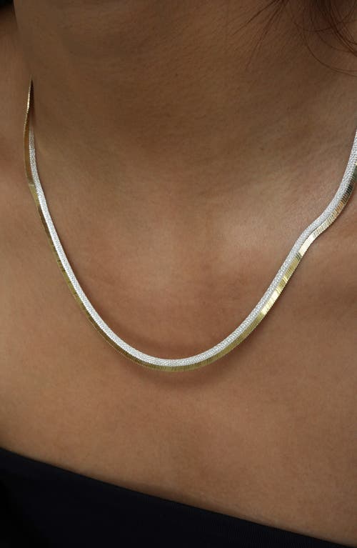 Argento Vivo Sterling Silver Two-tone Flat Snake Chain Necklace In Multi