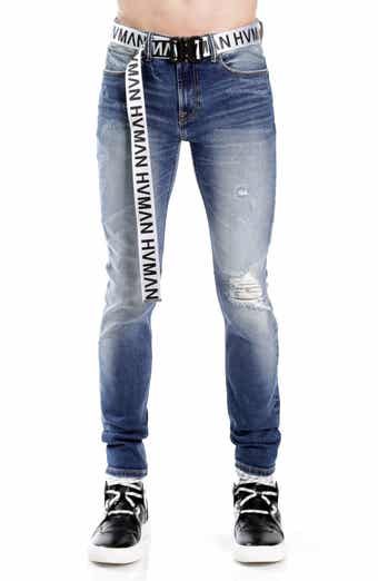 HVMAN Belted Stretch Skinny Jeans