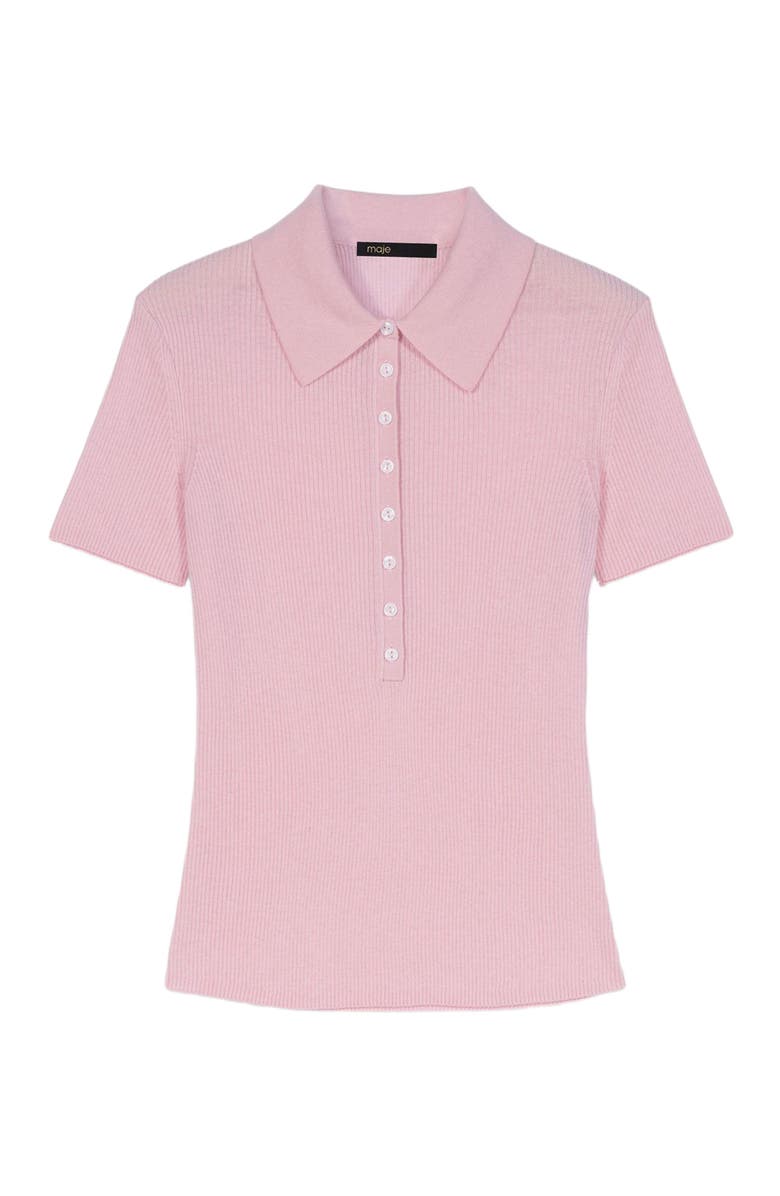 maje Polo collar ribbed sweater, Alternate, color, Pink