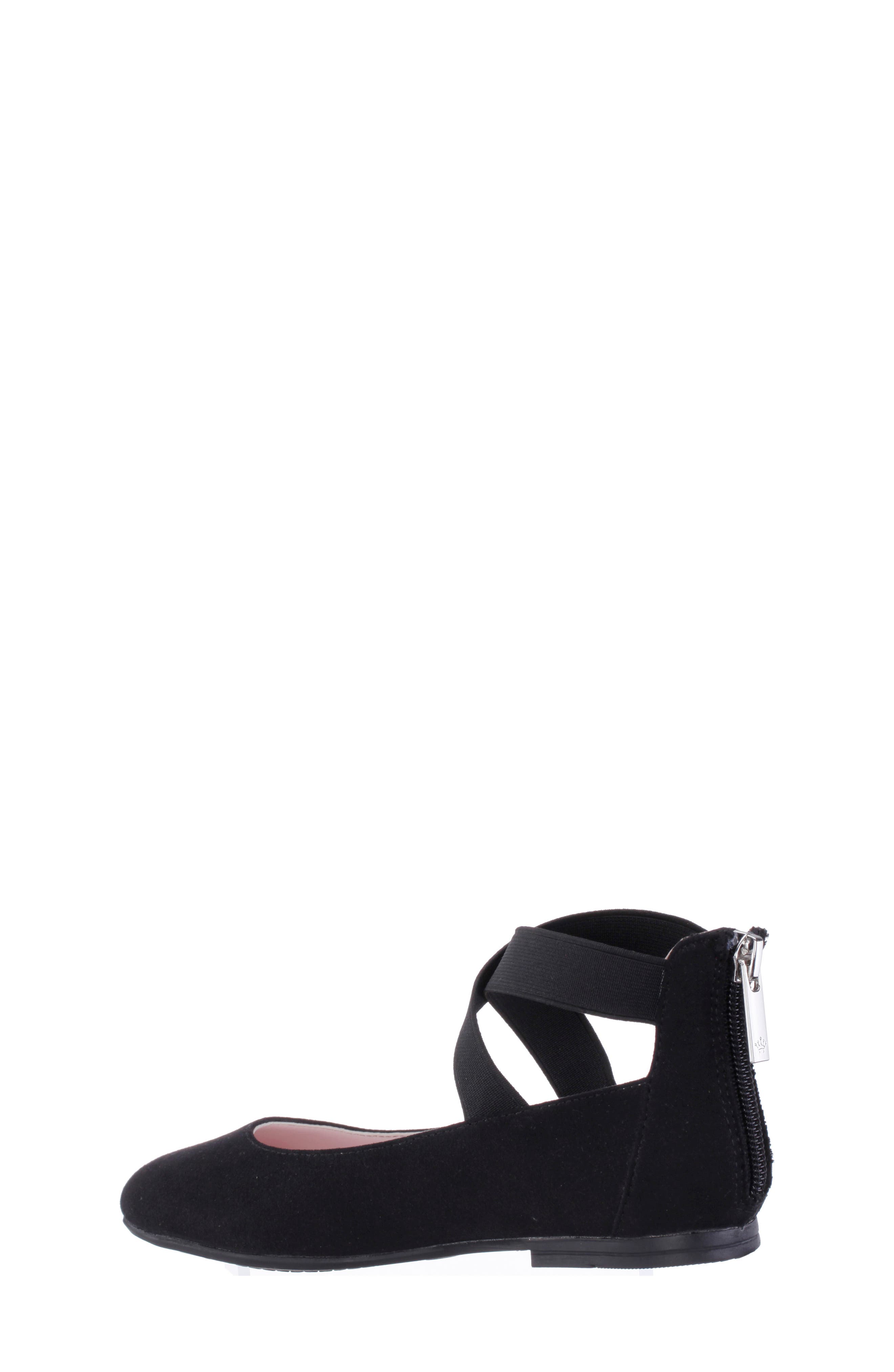 Nina Marissa Cross Strap Flat, Alternate, color, Black Microsuede