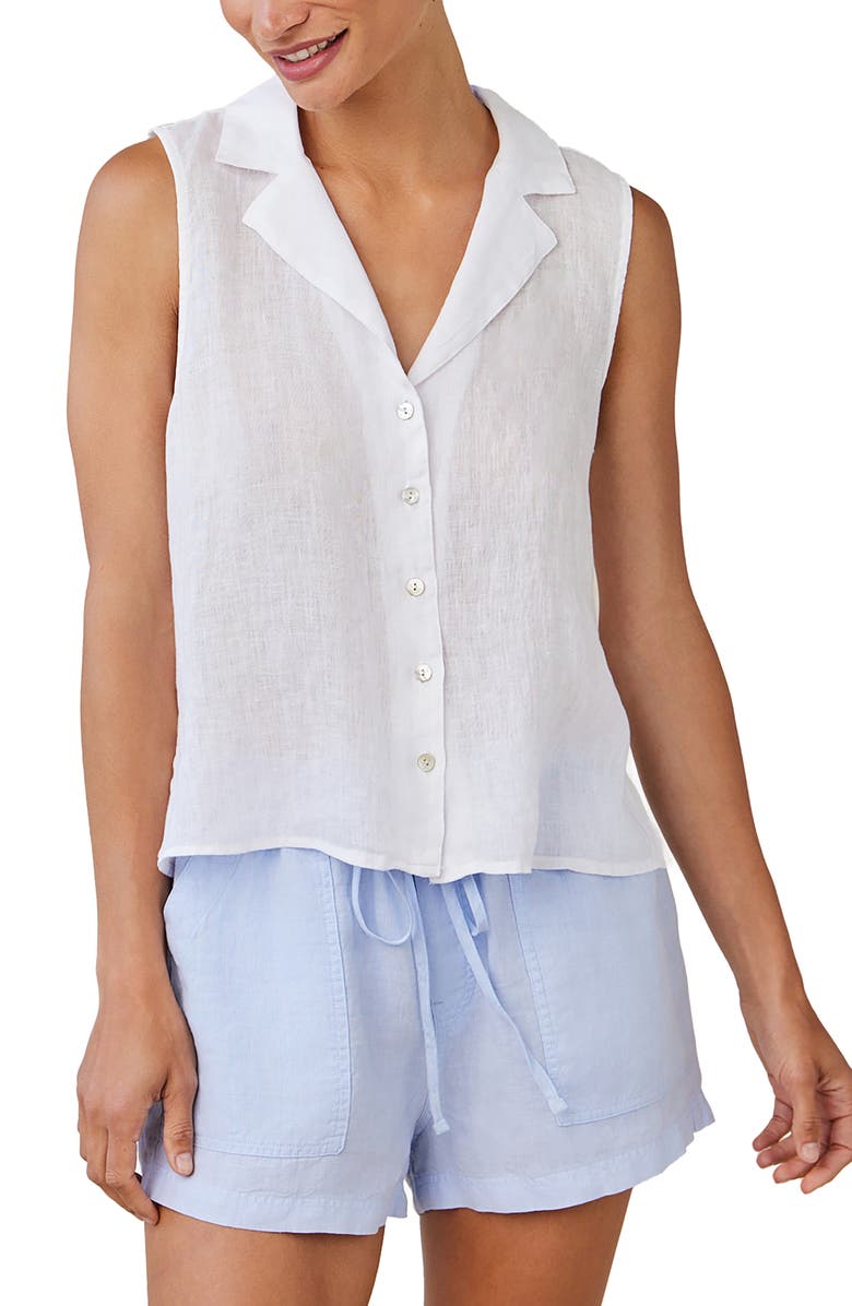 Bella Dahl Sleeveless Linen Button-Up Shirt, Main, color, 
