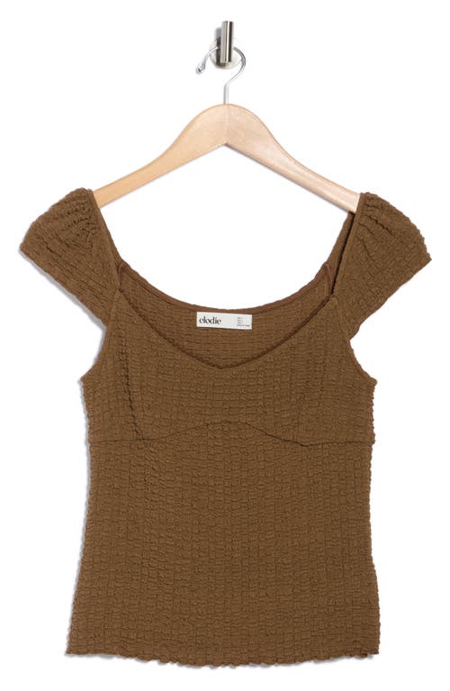 Elodie Sweetheart Neck Cap Sleeve Top In Brown