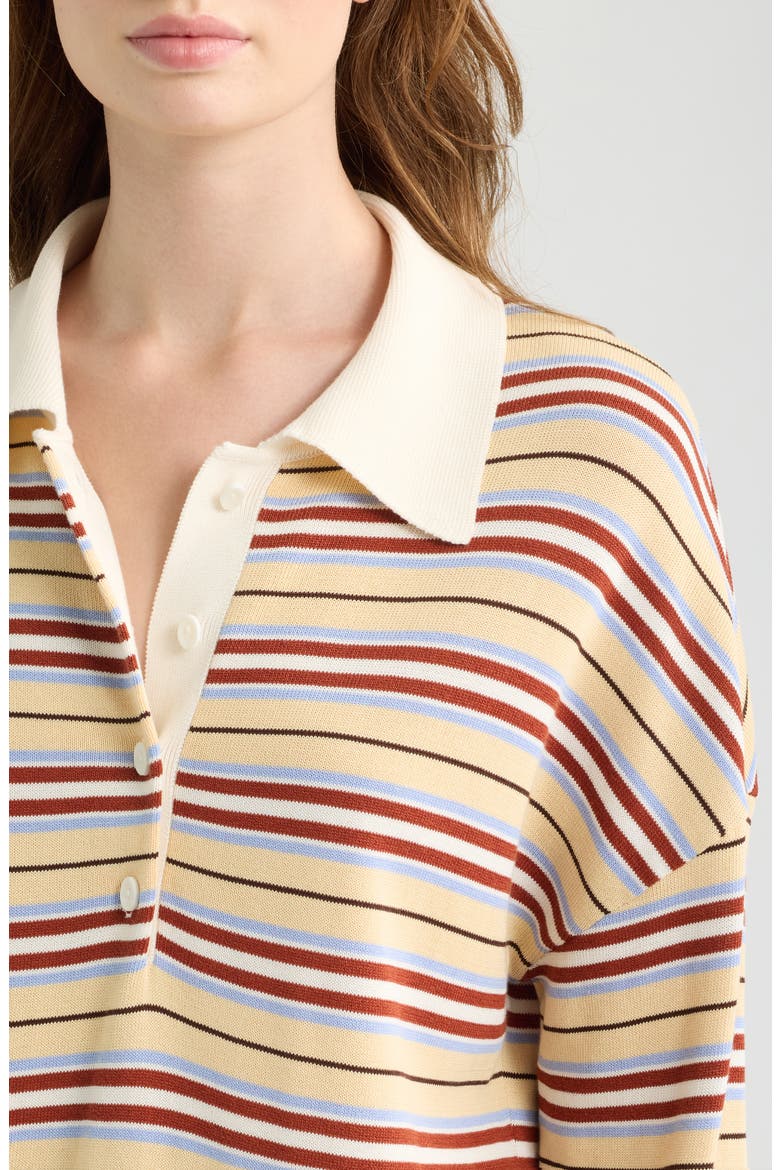 Harlow Oversized Striped Polo, Alternate, color, CILA STRIPE BUTTER