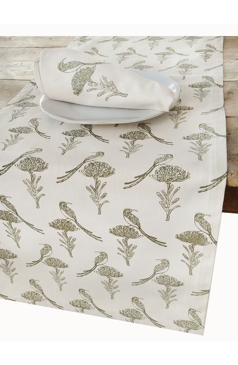 FRENCH HOME Sugar Bird Table Runner, Alternate, color, Sage